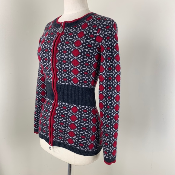 Neve Merano Wool Ski Sweater M Front Zipper Red White Blue Excellent Condition - Picture 16 of 16